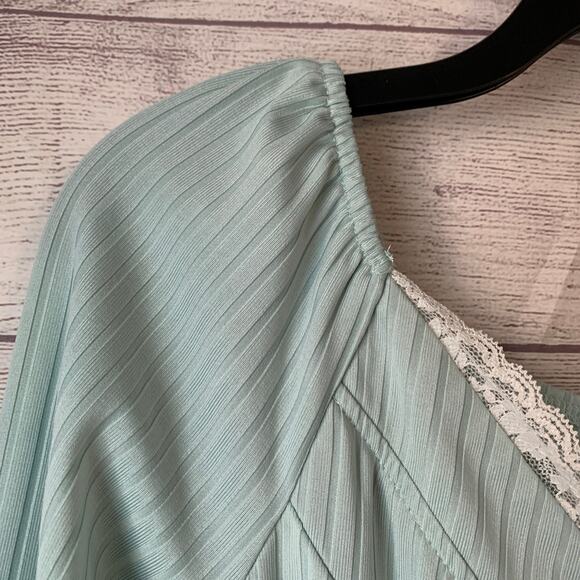 Light Blue Striped Dress with Lace Trim Coquette Ballet Skirt Size Small - Picture 4 of 13